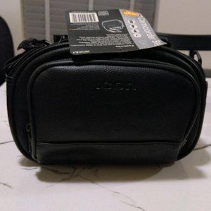 ICON Padded Faux Leather Camcorder Bag w/Strap Black w/Front Pocket